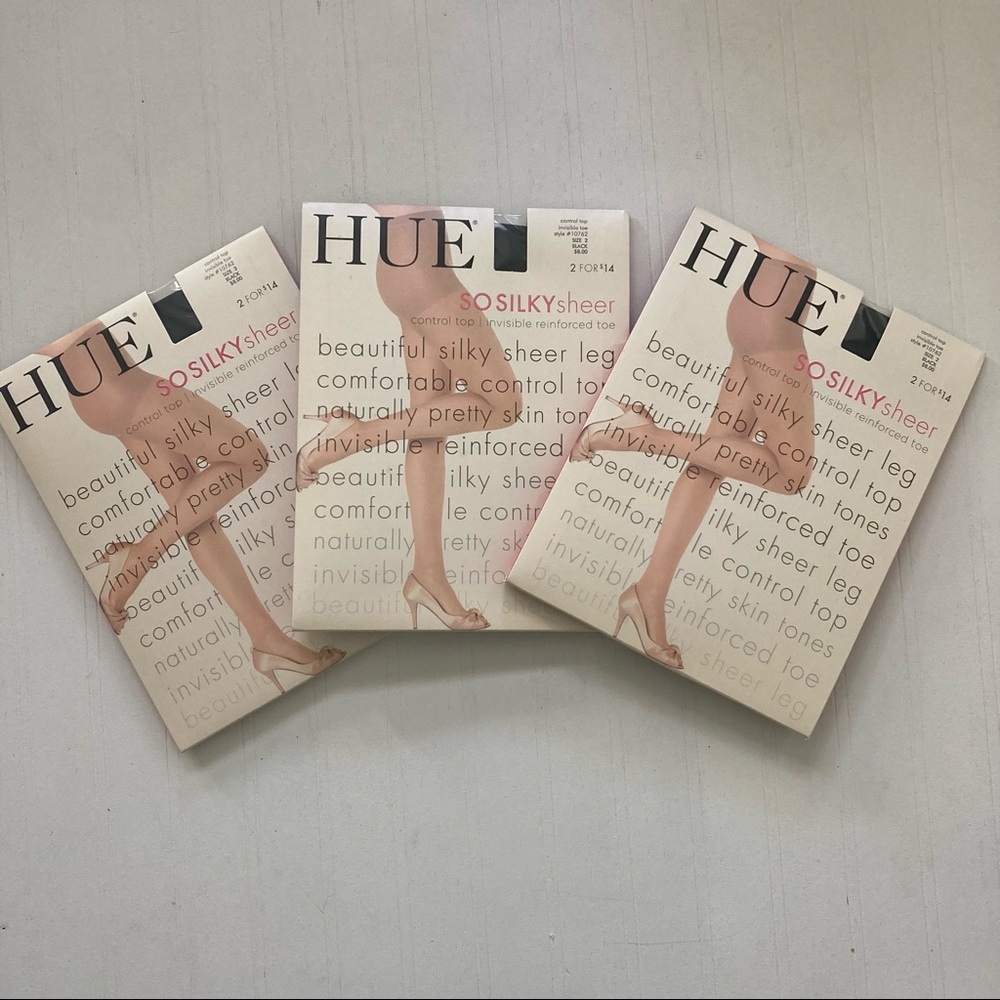 HUE HOSIERY SO SILKY SHEER 3-PAIRS BLACK